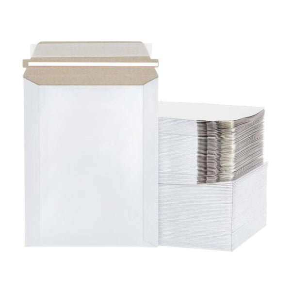 50 Pack 11x13.5 White Rigid Stay Flats Self-Seal Cardboard Envelope Mailers 11"x13.5"